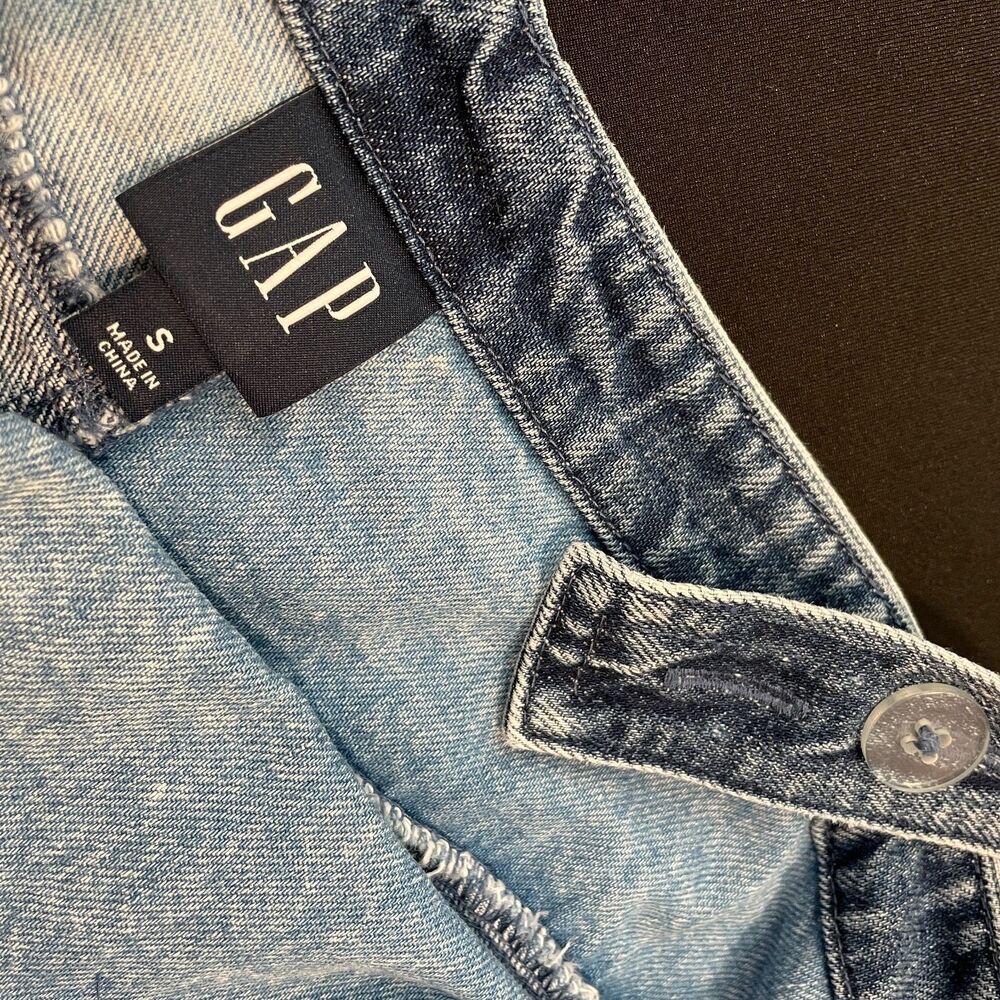 ~ Gap Small Boho Patchwork Denim Mini Dress Butto… - image 6